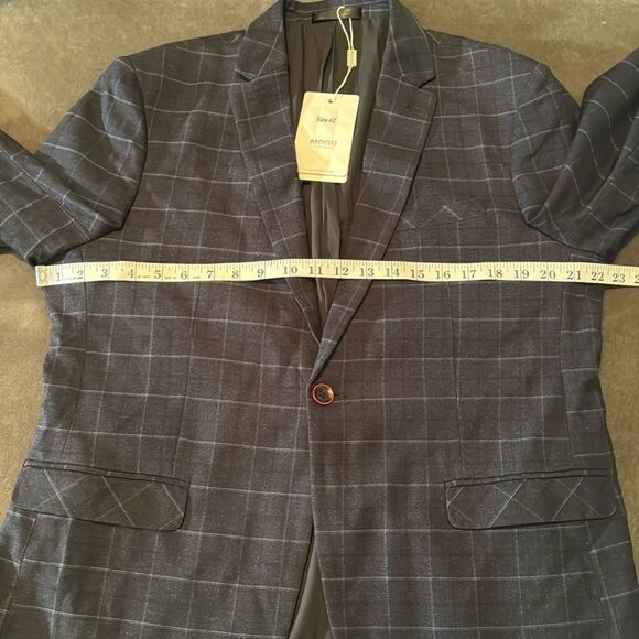 Men’s Mogu Plaid 3 Piece Business Formal Suit Jacket 42 Pants 40 NWT - Picture 9 of 15